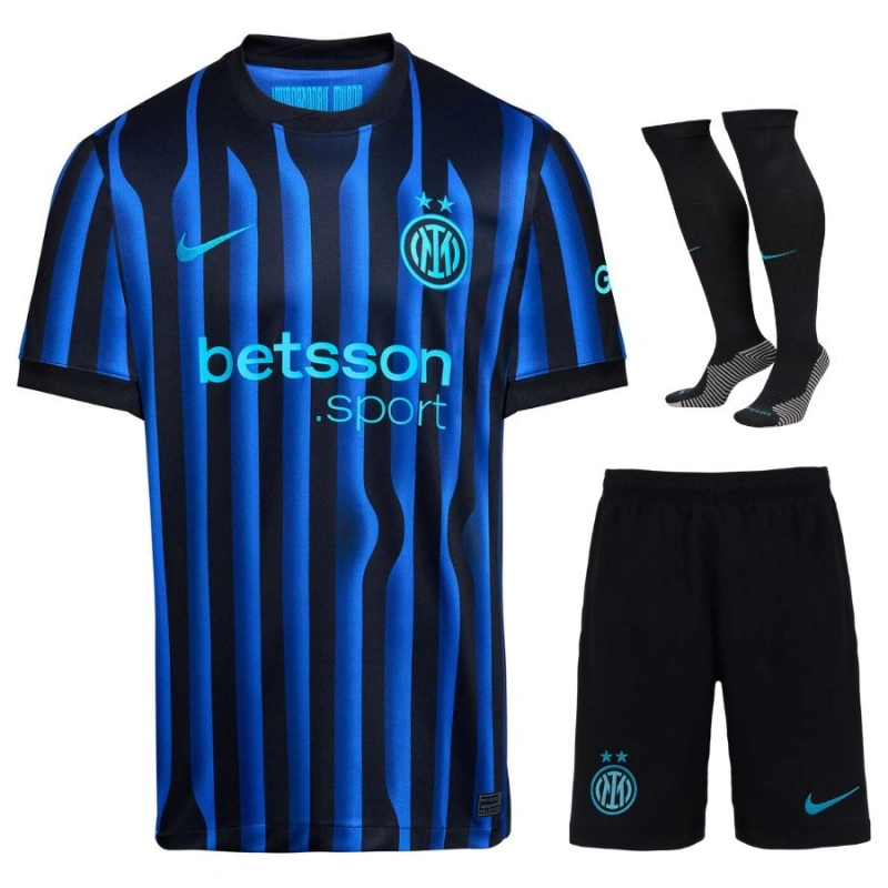 Maglia da Calcio Inter Casa 2025‑2026 Bambini – Nero e Blu